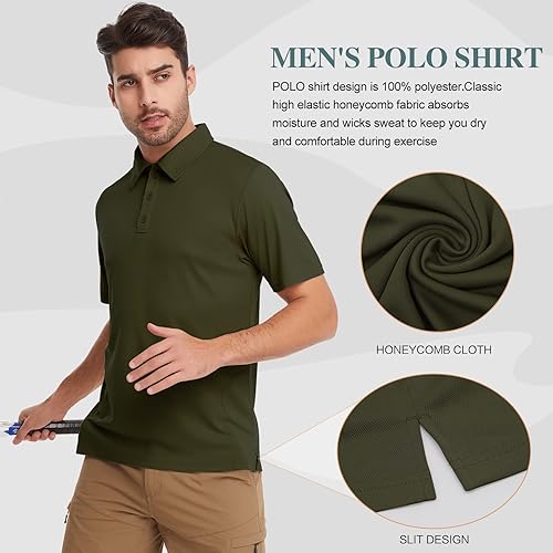 Vista 4 de MEETWEE Camisas polo para hombre, camisas de golf de secado rápido, manga corta, camisas tácticas, camisa con cuello que absorbe la humedad
