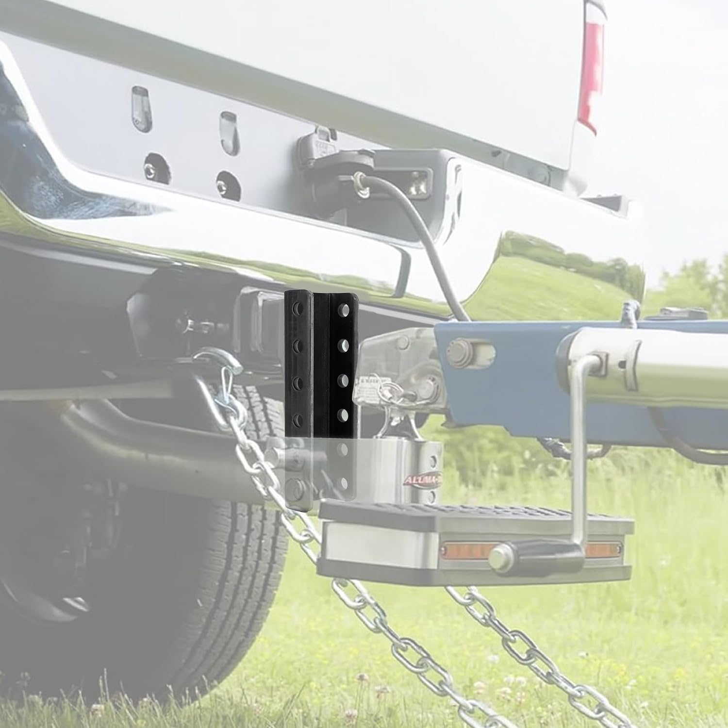 Lonffery Adjustable Trailer Channel Bracket, for Lunette Ring or Coupler, 2 Inch Bolt Pattern, 3" Wide x 12" Lengh, 6 Hole - 5 Position