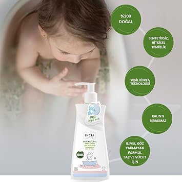 INCIA 100% Natural Organic Certified Baby and Kids Gel Shampoo Hair Body Lavender Host Preventive 350 ml