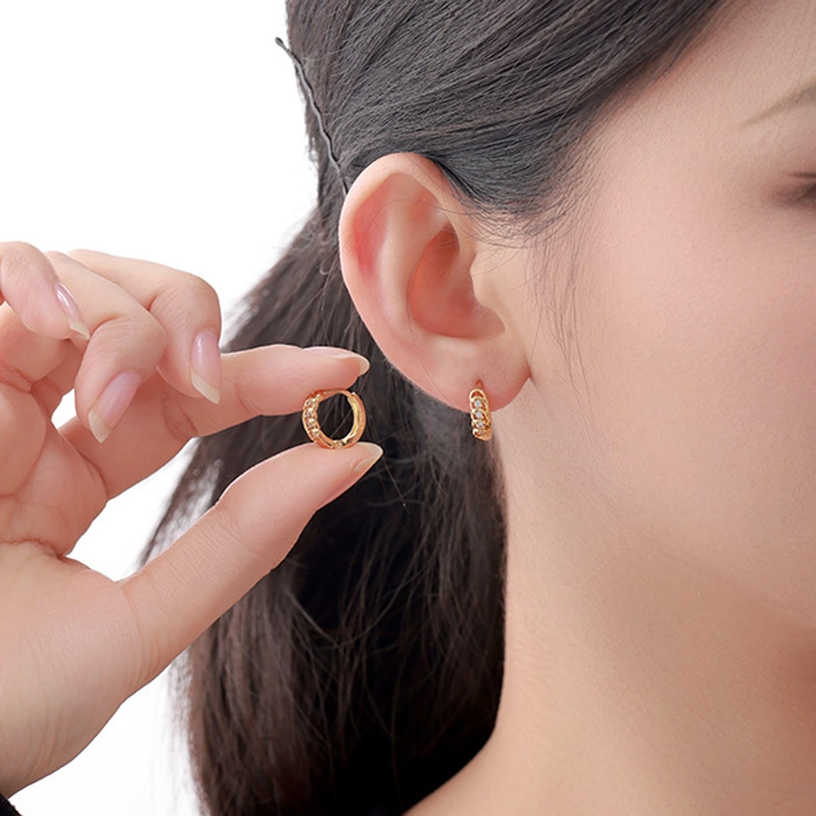 Pendientes de oro auténtico de 9 K/14 K/18 K con moissanita, oro clásico Au 375/585/750