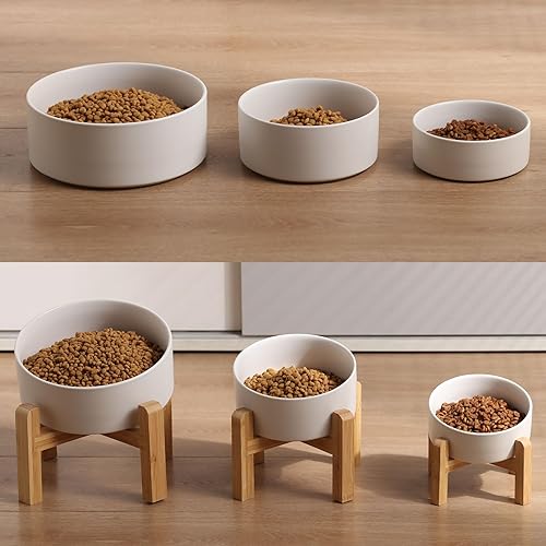 Miniatura 5 de Petygooing Cuenco de cerámica inclinado de 15 blanco para perros de razas grandes y medianas, cuenco de alimentación antideslizante para mascotas,