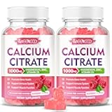 2 Pack Calcium Citrate Gummies 1000mg w/Vitamin D3, High Absorption Calcium Gummies for Women & Men, Plus Magnesium, Potassium, Zinc for Muscle & Immune, Raspberry Flavor, 120 Count