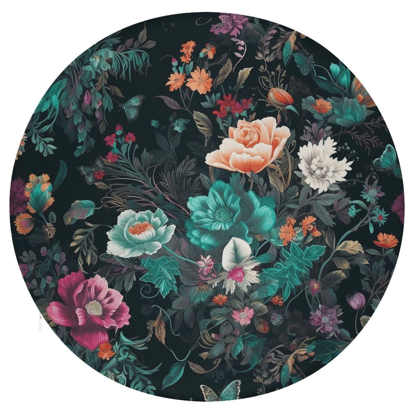 Housse de siège ronde amovibles motif floral pour chaise cuisine et salle à manger