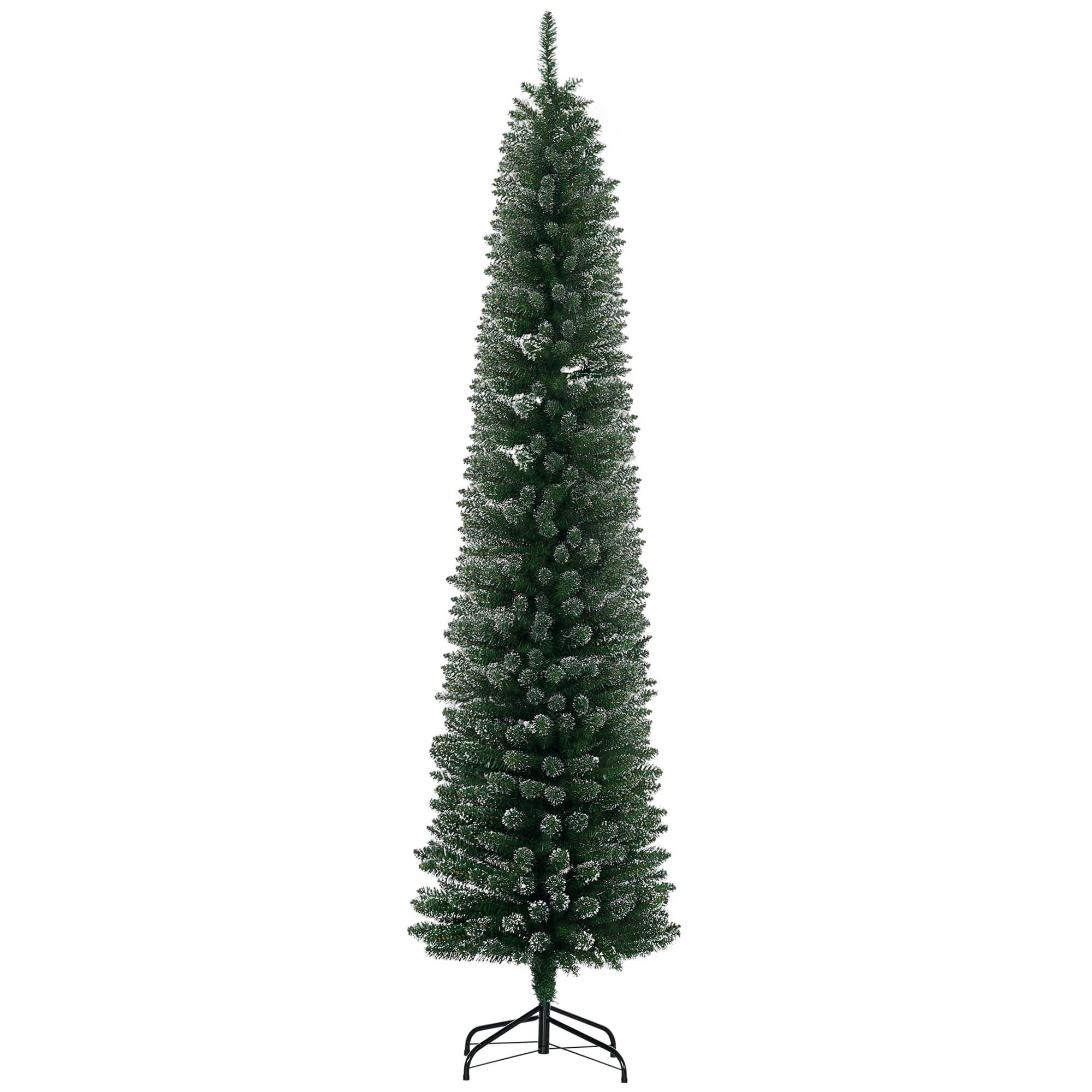 Homcom Green 7.5Ft Artificial Snow Dipped Christmas Tree Xmas Holiday Pencil Tree In