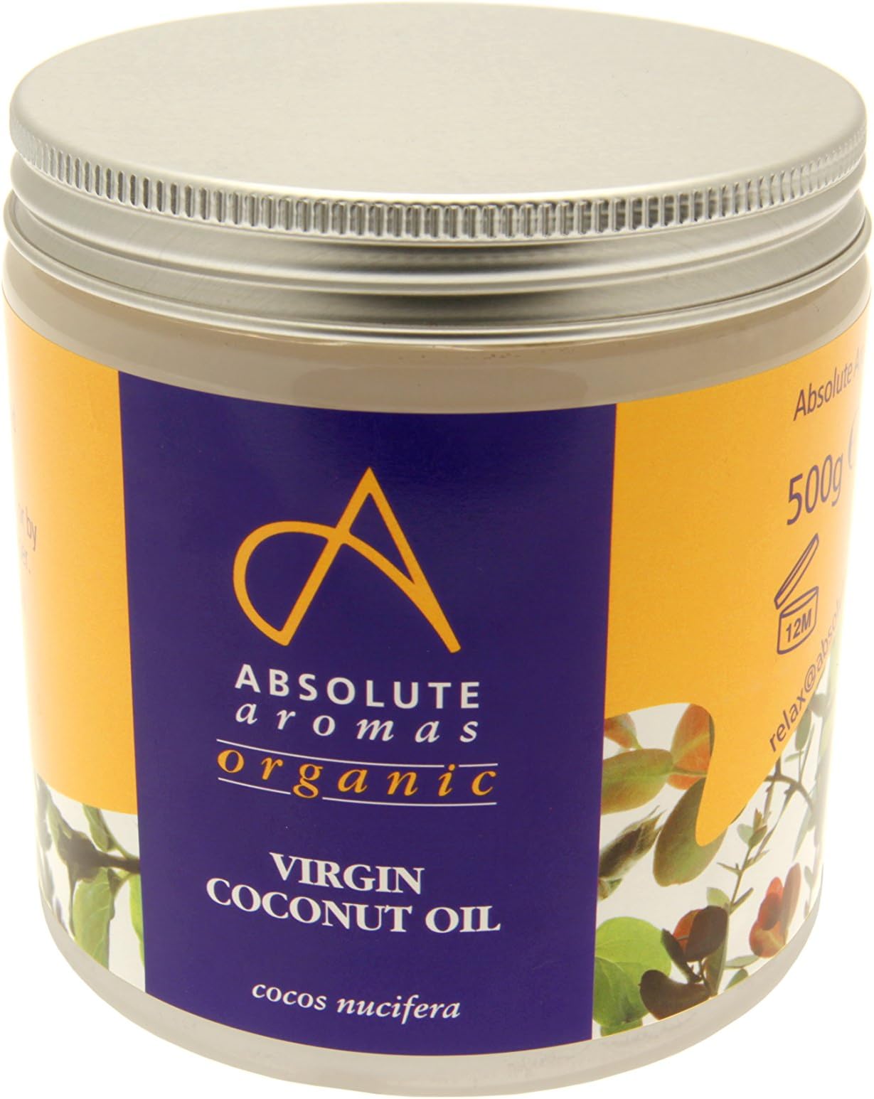 Absolute Aromas Organic Solid Coconut (Virgin) Oil 500g - Great for balms, hair and skin, make your own bespoke products by adding essential oils