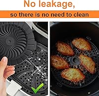 Vista 6 de Forros de silicona reutilizables para freidora de aire de 1 a 2 cuartos de galón, paquete de 3 forros redondos antiadherentes para freidora de aire