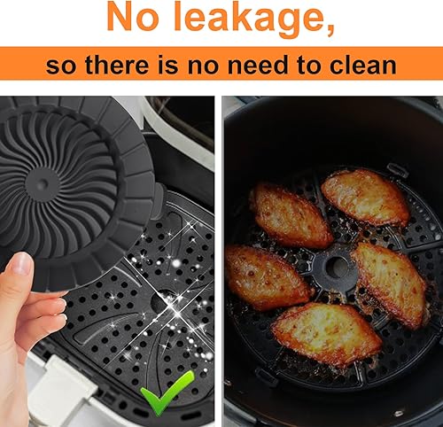 Miniatura 6 de Forros de silicona reutilizables para freidora de aire de 1 a 2 cuartos de galón, paquete de 3 forros redondos antiadherentes para freidora de aire