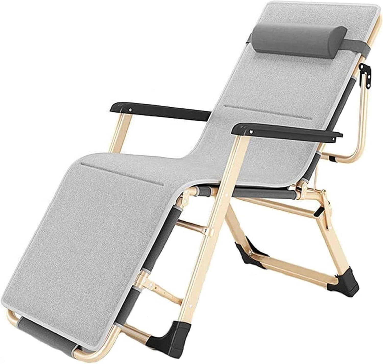 サンラウンジャーガーデン折りたたみ椅子リクライニングチェアサポートロッド付き、調整可能でポータブルな強化アルミニウム合金ダブルチュー