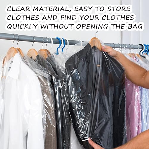 Miniatura 5 de Paquete de 60 bolsas transparentes para ropa, bolsas de plástico para limpieza en seco, fundas protectoras de ropa transparentes a prueba de polvo,
