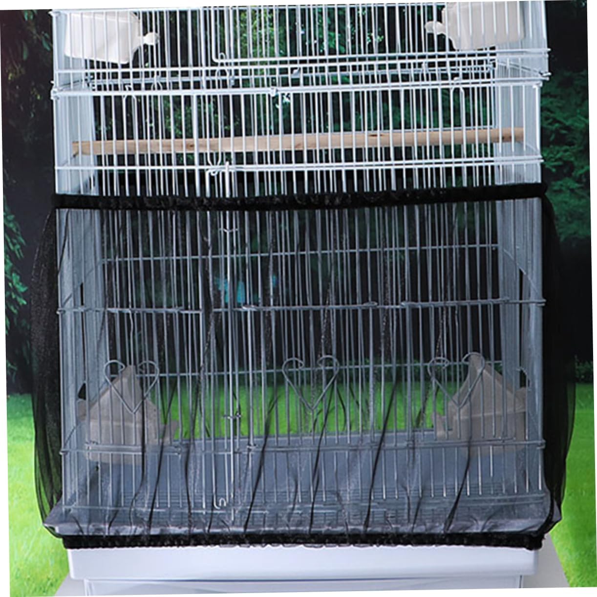 Toyvian Birdcage Cover Mesh Netting for Bird Parrot Cage Tulle Design Food and Debris Splashing Fits Height Circumference
