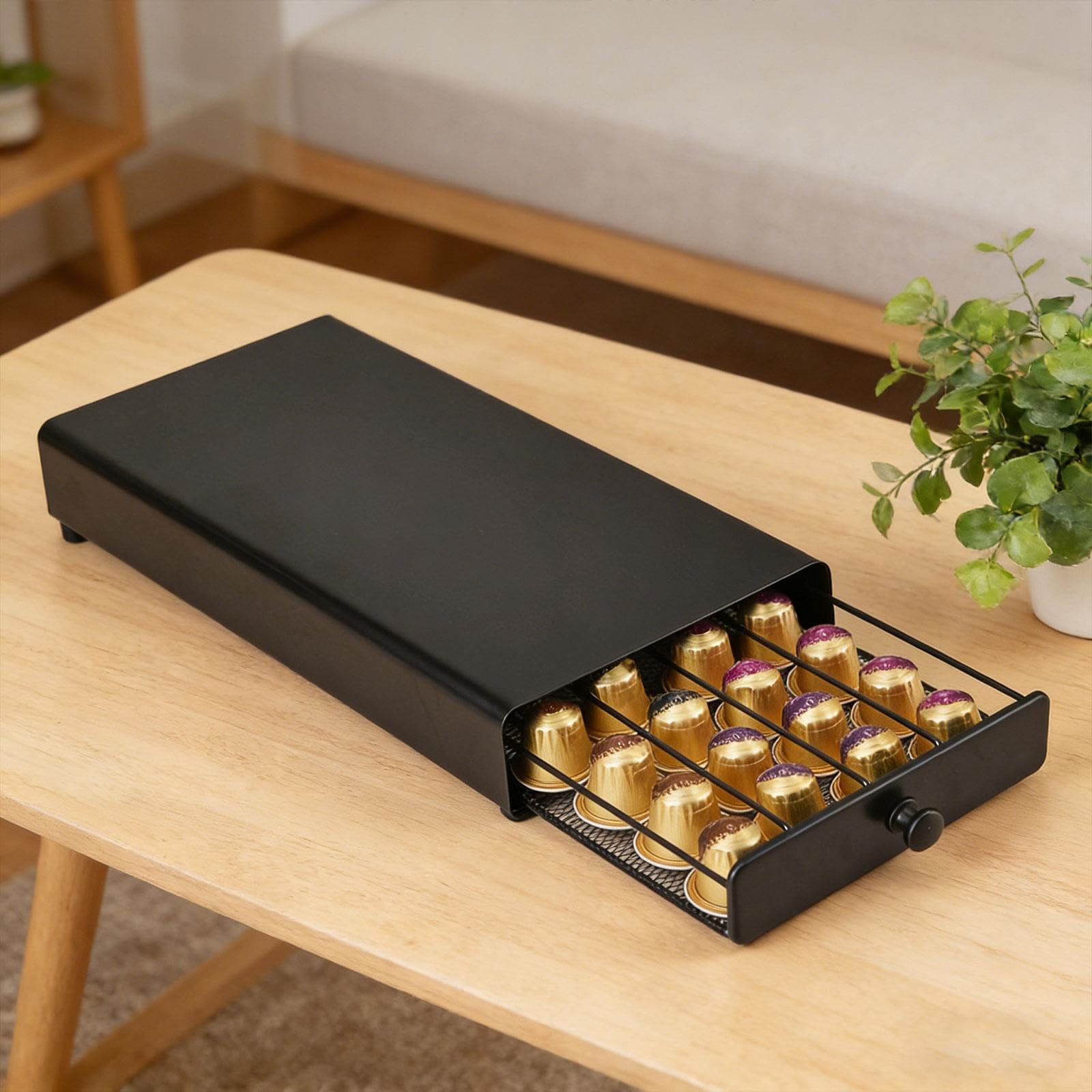 Baoblaze Cassetto per cialde di caffè da banco, Contenitore Antipolvere con Ripiani in Rete, Vassoio Porta cialde di caffè di Grande capacità per Ufficio e