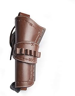 Hulara Leather Cowboy Holster with Ammo Loops 9mm Luger and 9mm NATO .38 .357 Holster. 40 S&W .38 Special .357 Magnum Western Holster fit 4" to 8" Revolver Holster