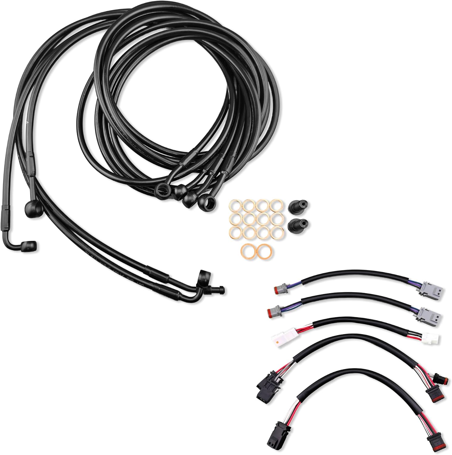 12 Inches Ape Hanger Chrome Extended Handlebar Cable Kit Brake Line Clutch Cable Electronic Throttle Cable Compatible with 2017-2020 H-D touring w/ABS