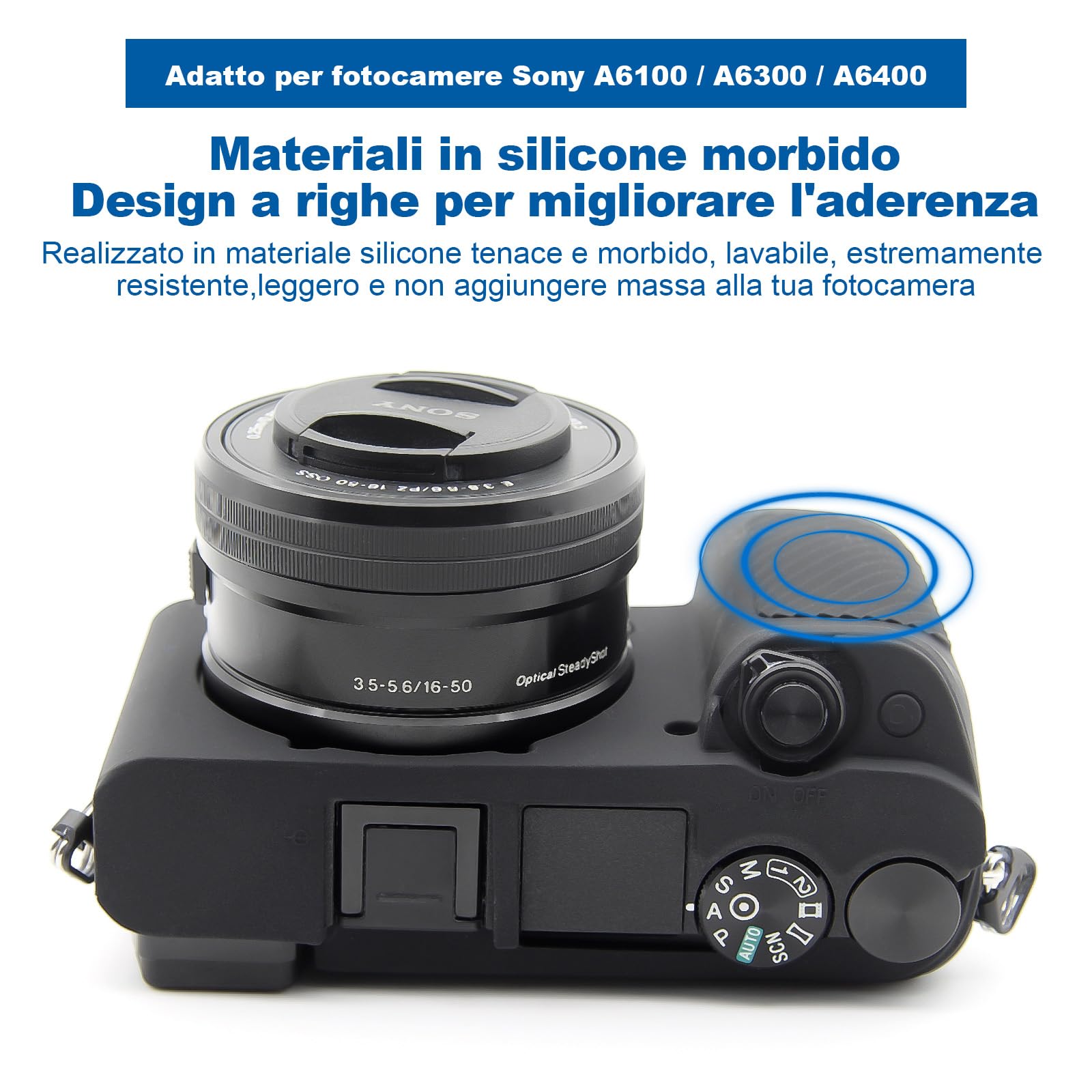 Easy Hood Custodia per Fotocamera Sony Alpha 6400,Antigraffio,Nero | Custodia in Silicone Morbido,Leggera,Protezione da Viaggio