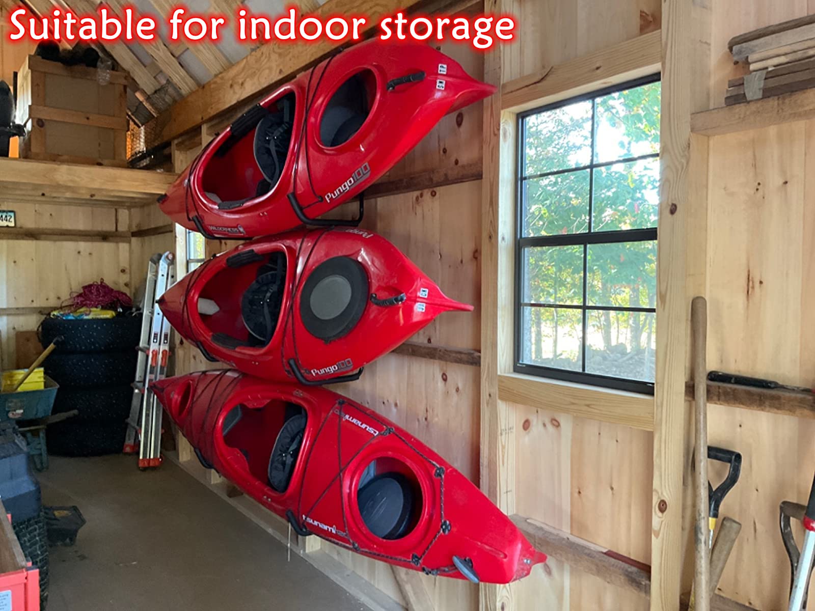 Kayak Wall Rack Heavy-Duty Kayak Storage Hooks (4-Pack) Wall