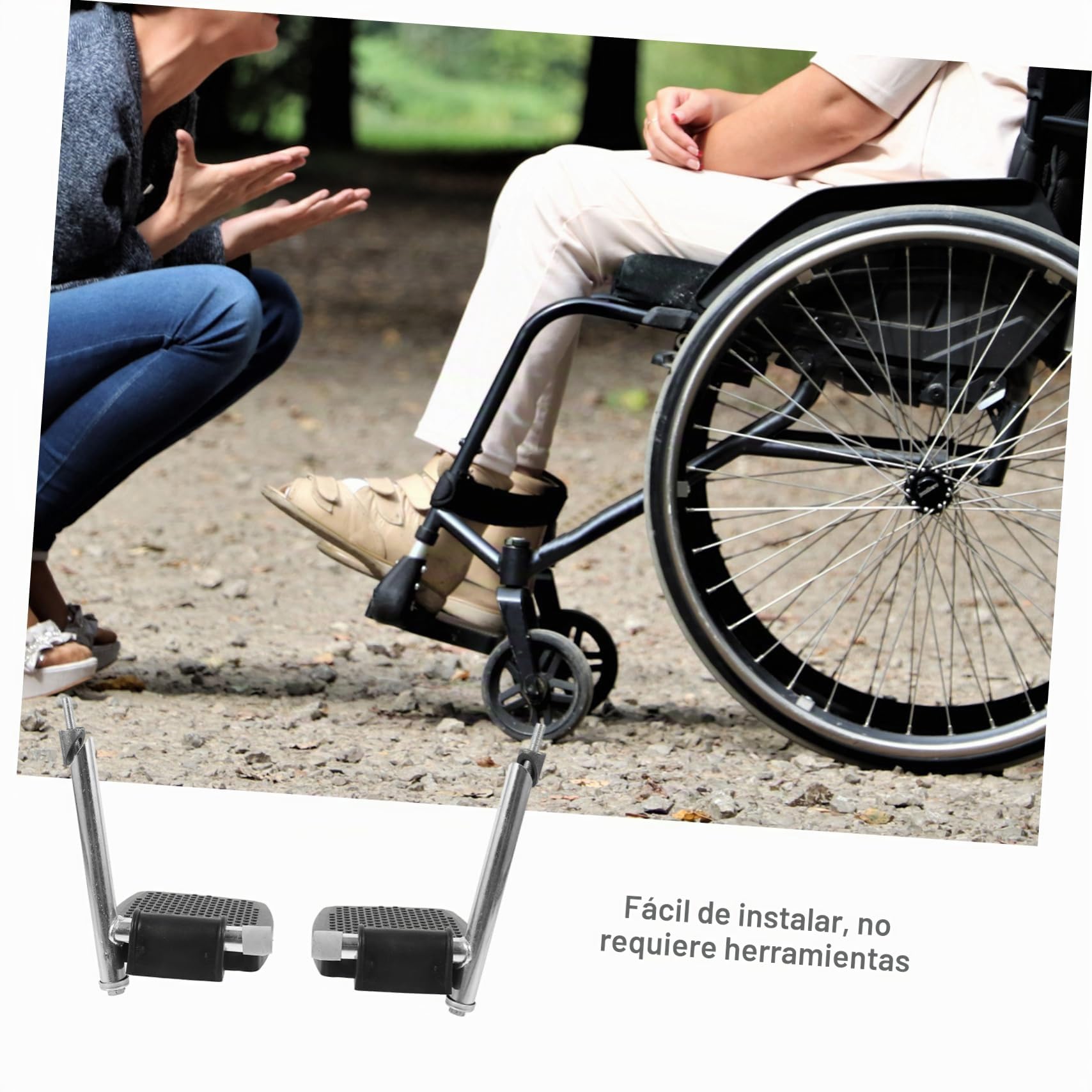 1Par Reposapiés Universal Sillas de Ruedas Repuesto de Pedal y Almohadilla Compatible con Sillas de Ruedas Deportivas y Reclinables