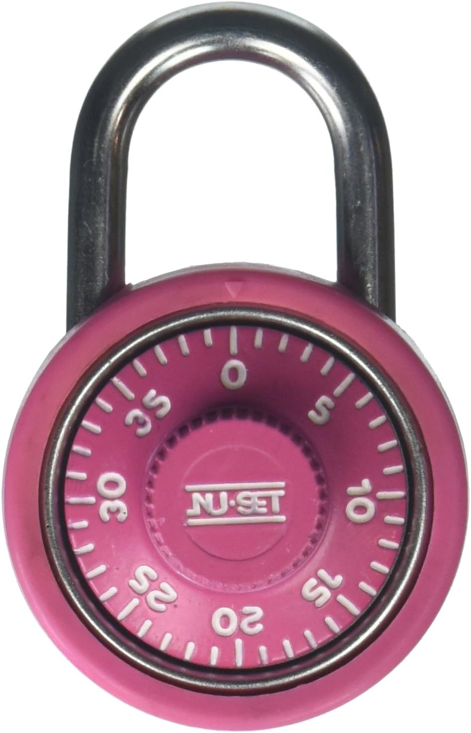 NU-SET 1-3/4 Inch Spin Dial Locker Lock, Combination Padlock for Gym and School Lockers, Pink Dial, 2 Pack