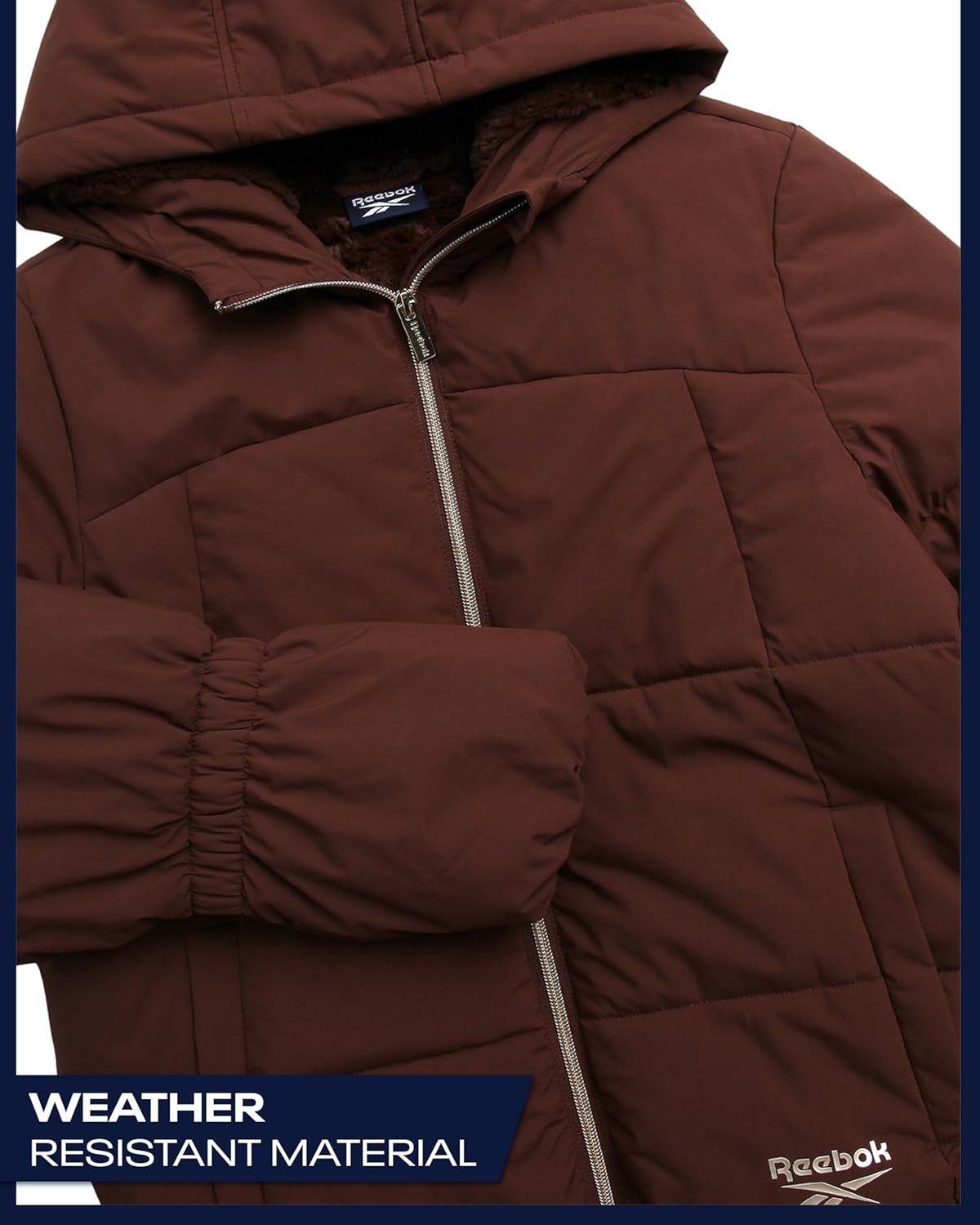 Reebok Womens Puffer Jacket - Insulated Water Resistant Quilted Parka Down Jacket Womens Winter Coats with Faux Fur Lining - Image 5