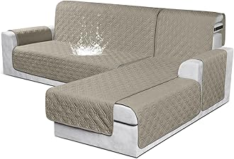 VANSOFY Sectional Couch Covers 100% Waterproof L Shaped Sofa Slipcover 3pcs Reversible Chaise Lounge Cover for Sectional Sofa Furniture Protector Cover for Pets Cat Dog(Small, Khaki)