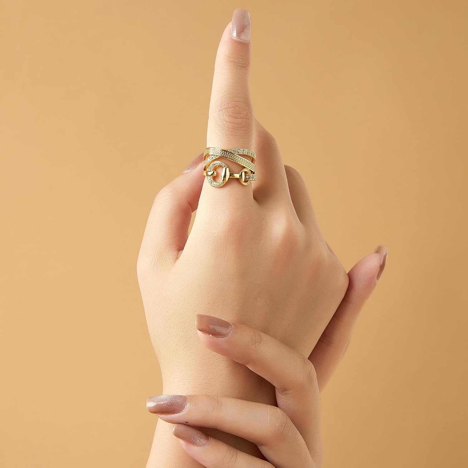 Mytys Statement Ring Art Deco Vintage Black Crystal Rhinestone Ring, Gothic Chunky Wide Band Cocktail Ring Silver Plated Women Fashion Jewelry - Image 4