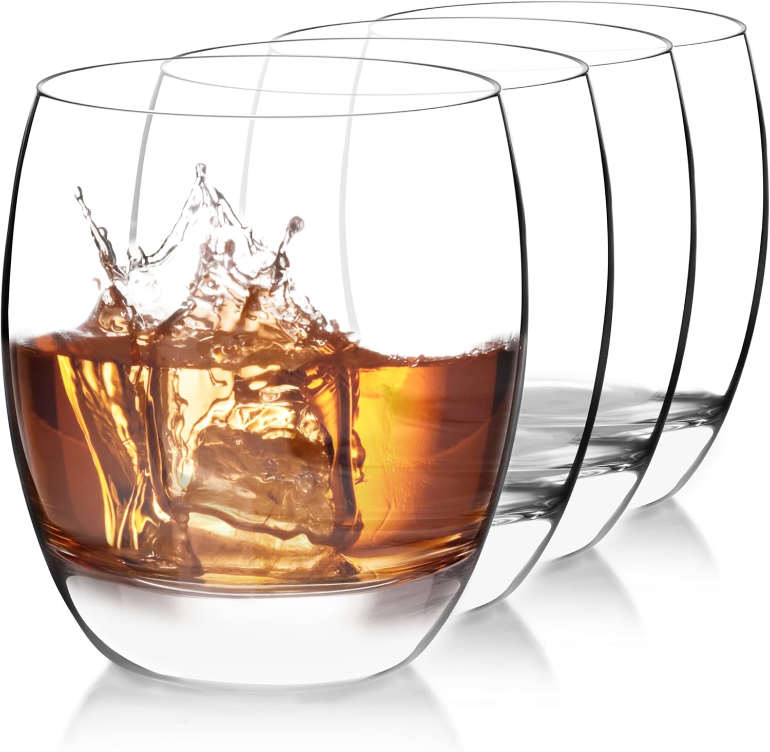 Luigi Bormioli Crescendo Double Old-Fashioned Glasses, Set of 4-15.5 Oz. Lead-Free Crystal Tumblers with Thick Base - Laser Cut Rims, Classic Design for Cocktails, Whiskey & Bars - Dishwasher Safe