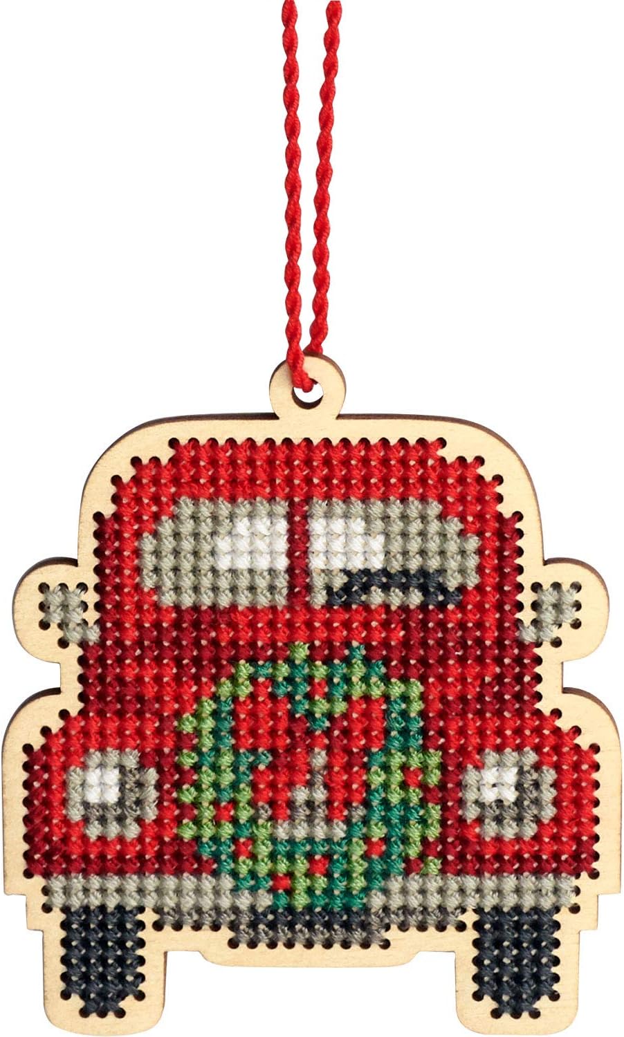 Dimensions Counted Cross Stitch, Vintage Truck Wooden Christmas Ornament Craft Kit, 1 Pc