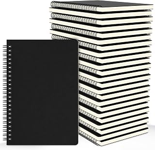 EUSOAR Spiral Journal Notebook, A5 24Packs 5.5"X8.3" 120 Pages Lined College Ruled Subject Notebook,Travel Thick Paper Notebook Journal Notepad Sketchbook, Students Office Business Journal-Black
