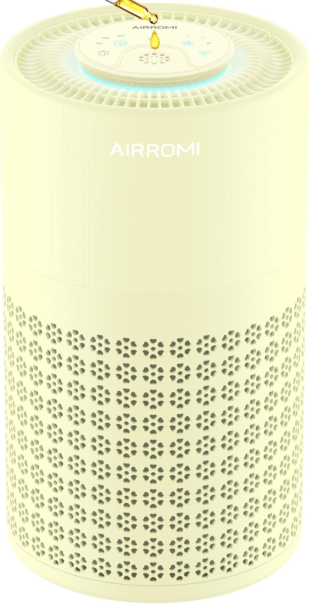 AIRROMI Air Purifier for Bedroom with HEPA Fet Filters, Pet Air Purifiers for Home Cat Pee Smell, Covers Up to 990Ft², Quiet 360° intake Air Cleaner for Allergies Dust Smoke Odor A2001 Yellow