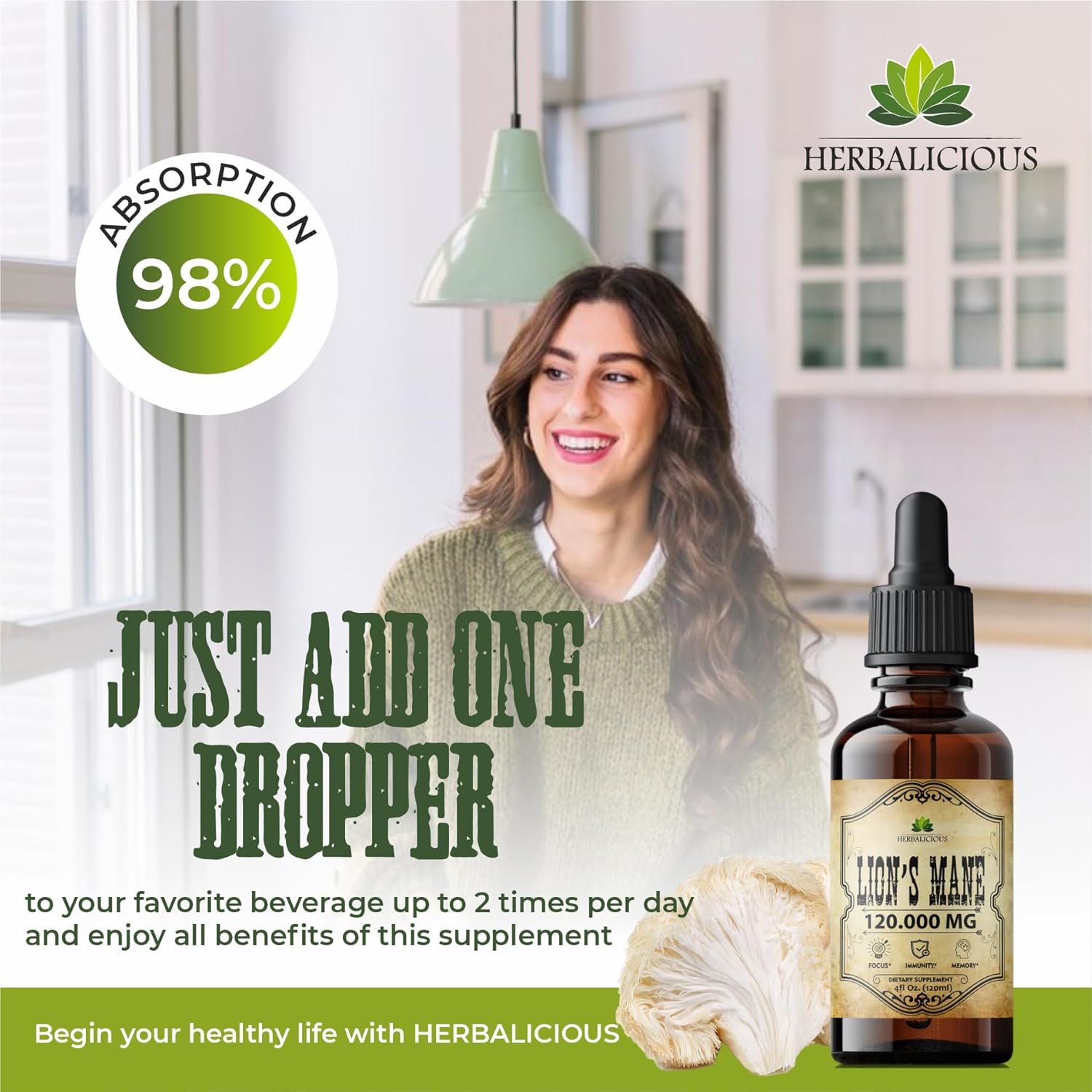 Lion's Mane Extract 4 fl oz Liquid – Natural Mushroom Supplement Tincture for Brain, Memory, Mental Clarity & Focus – Immune Support – High Potency Formula – 90-Day Supply - Image 4