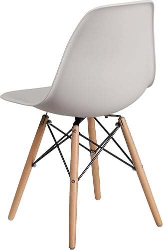 Miniatura 58 de Flash Furniture - Paquete de 2 sillas Elon Series de plástico negro con patas de madera Negro -,Gris (Moss