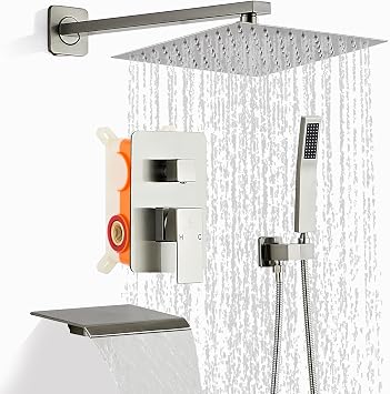 Brushed Nickel Rainfall Shower Head 8 Inch