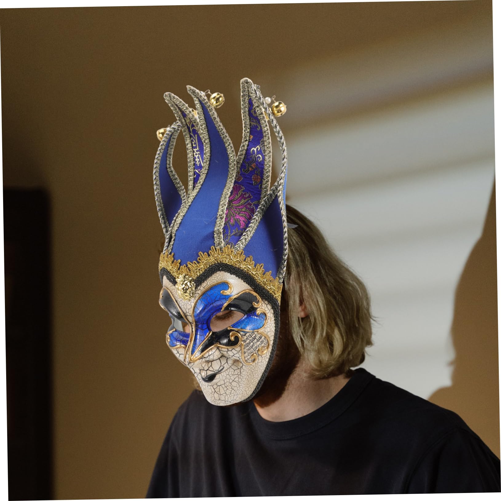 Máscara de hombre agrietado Brillantina Víspera de Todos cosplay mascarada accesorio de máscara decorativa máscaras de carnaval el plastico Azul