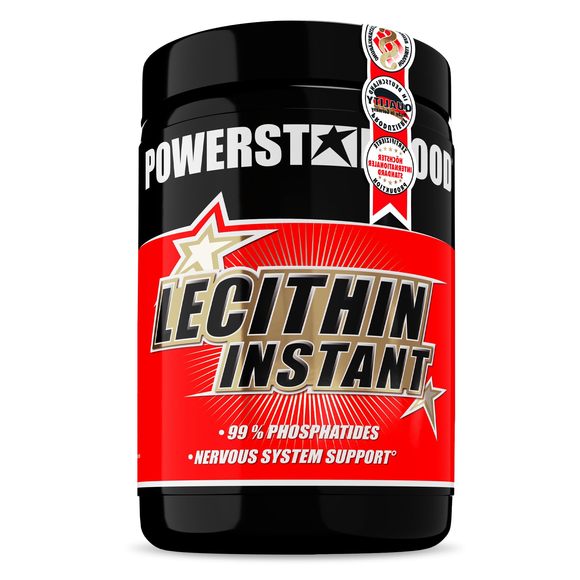 Powerstar LECITHIN PULVER INSTANT 500g | Soja-Lecithin vegan, gentechnikfrei & aus deutscher Herstellung | Reich an Phosphatidyl-Cholin, Phosphatidyl-Inositol & Vitaminen in Pharmaqualität