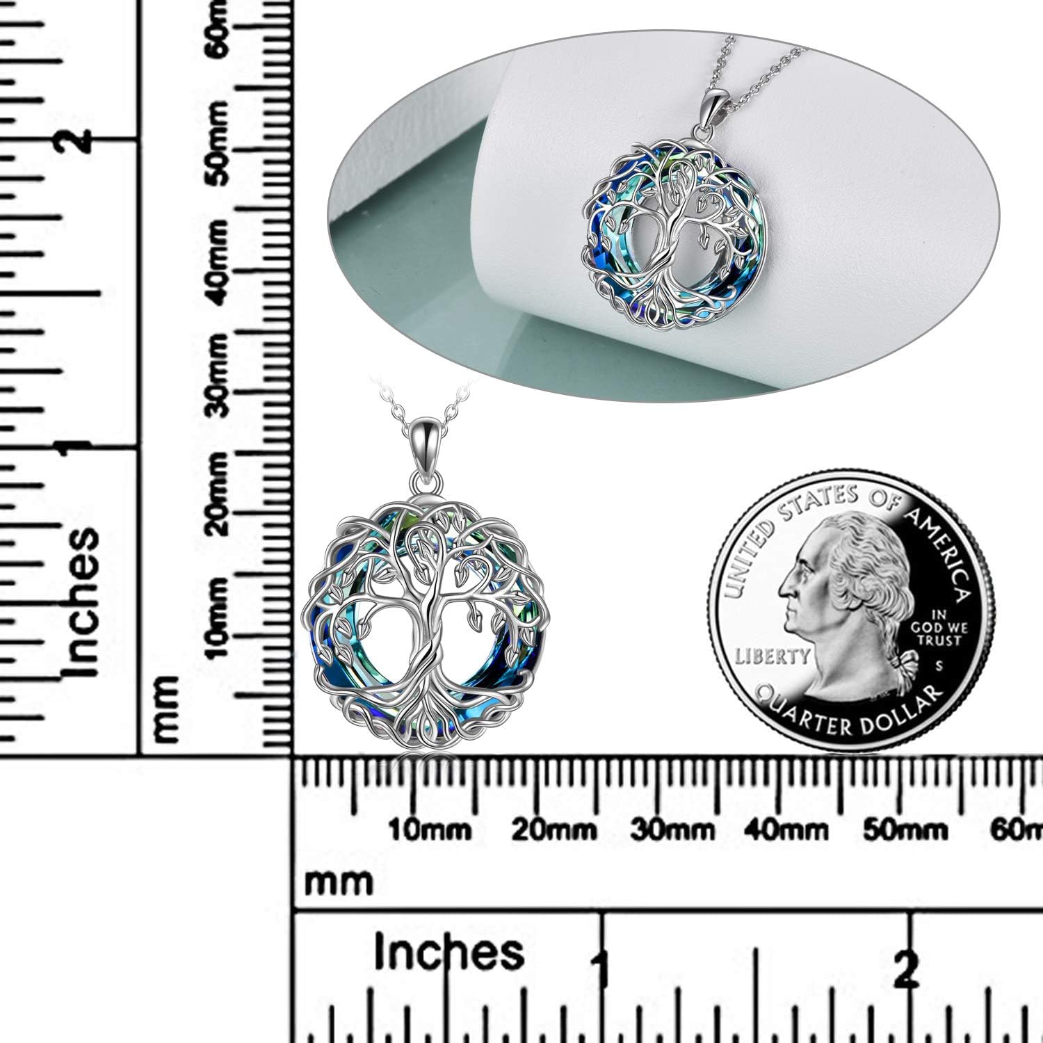 POPLYKE Tree of Life Necklace for Women Sterling Silver Celtic Knot Family Tree With Blue/Purple/Volcano Crystal Irish Gifts for Mom Wife Birthday Christmas - Image 3