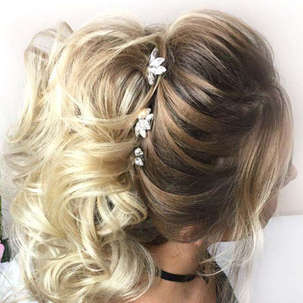 JAKAWIN Rhinestone Hair Pins Silver Bridal Hair Accessories Crystal Wedding Hair Clips for Women