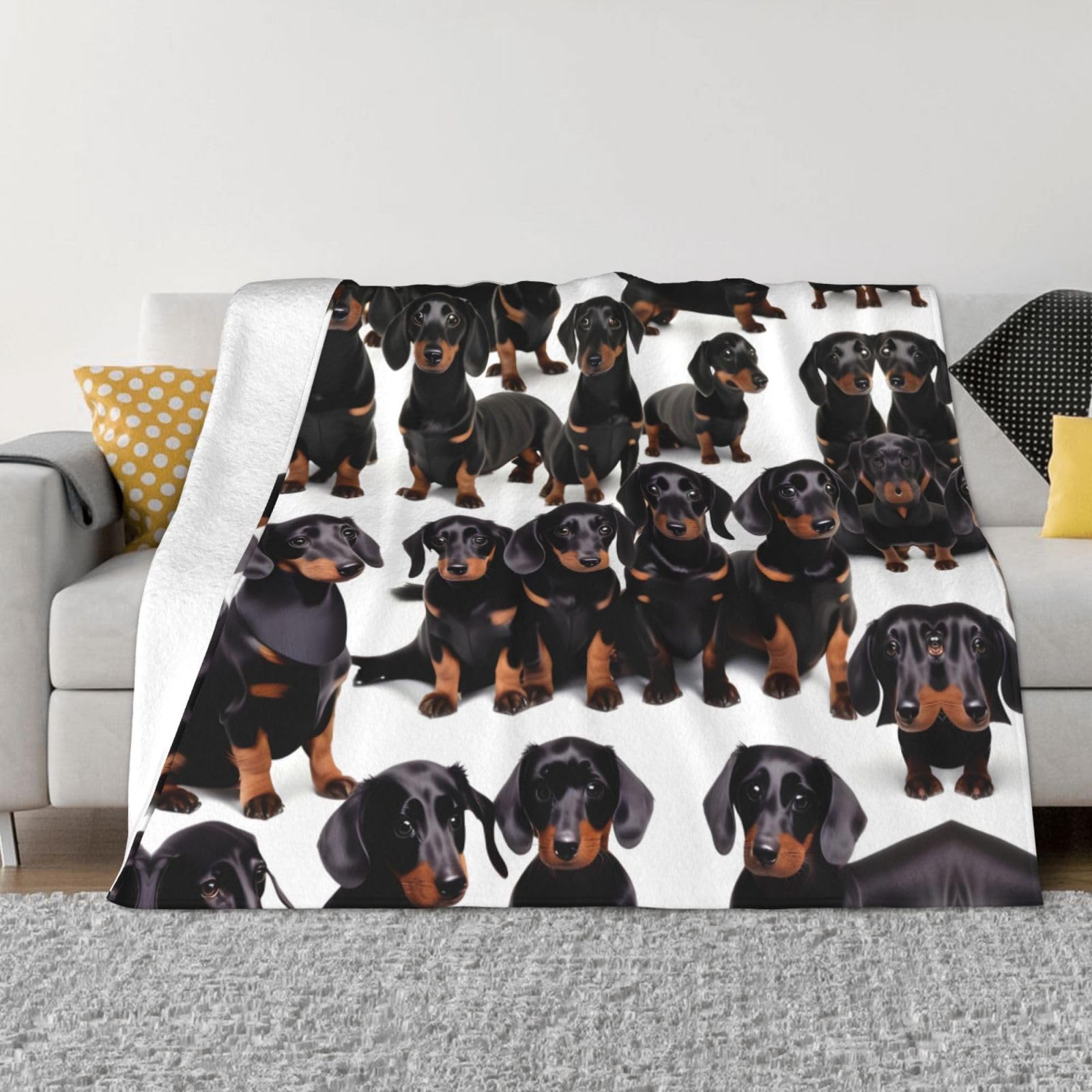 Couverture flanelle Dachshund douce microfibre chaude lit