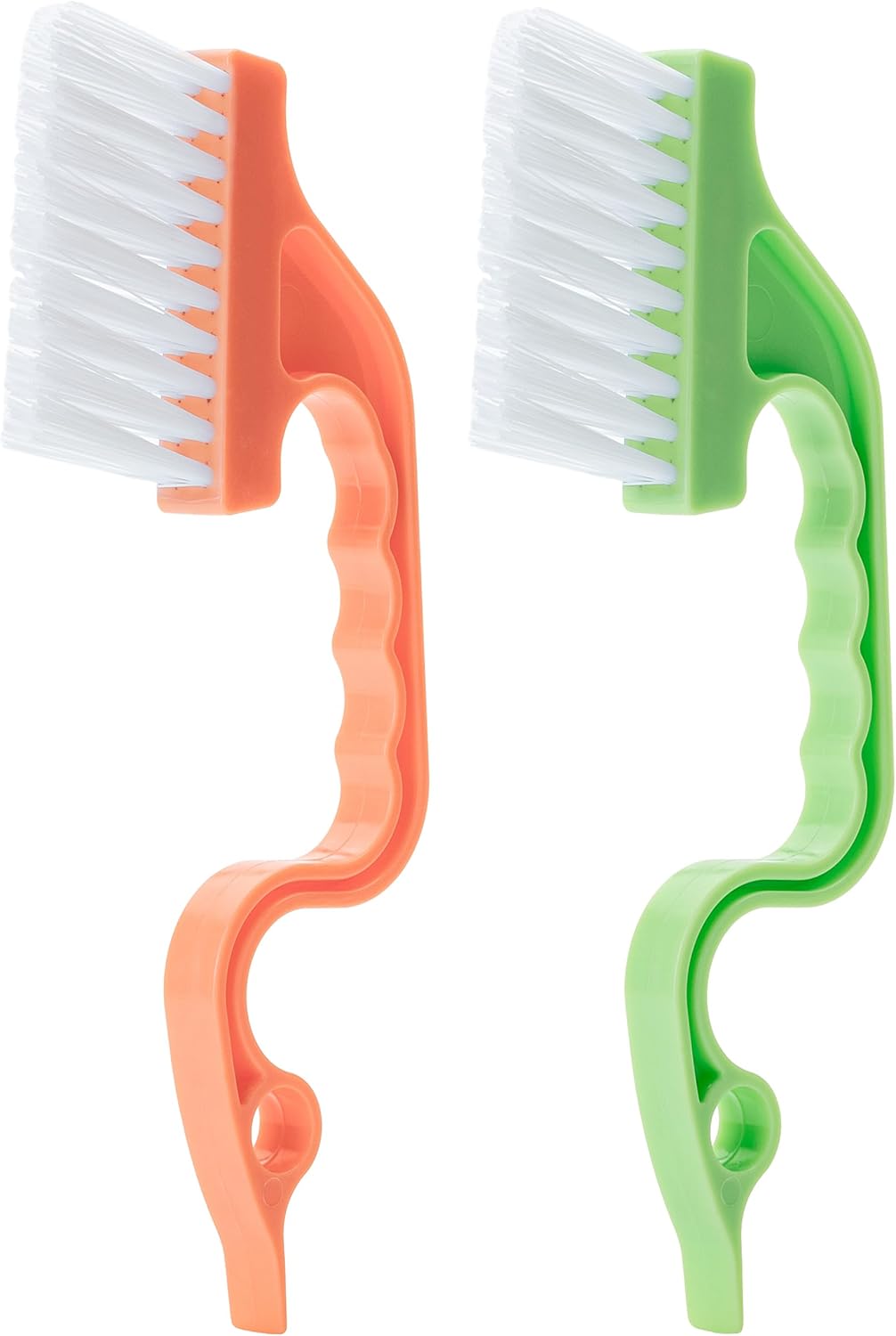 Slick- Window Track Cleaning Brush, 2 Pack, Orange/Green Ergonomic Handle, Built-in Scraper, Multipurpose, Window Track Cleaning Tools