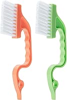 Vista 13 de Slick- Cepillo de limpieza de riel de ventana, paquete de 2, mango ergonómico azul, raspador integrado, multiusos, herramientas de limpieza de riel