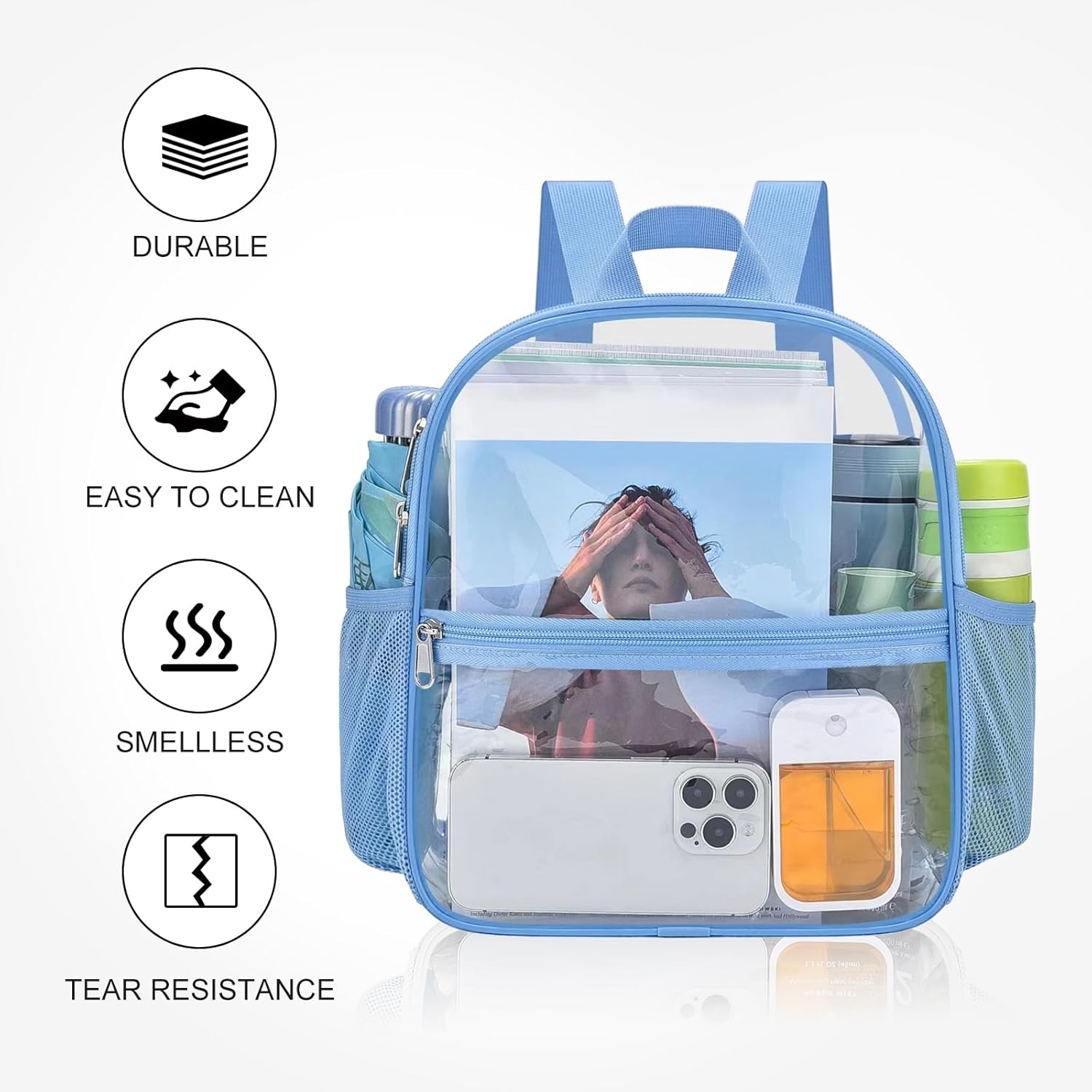 USPECLARE Clear Backpack Stadium Approved 12X11x6, Waterproof Clear Bag Stadium Backpack for Concert Work Sport Event - Image 4
