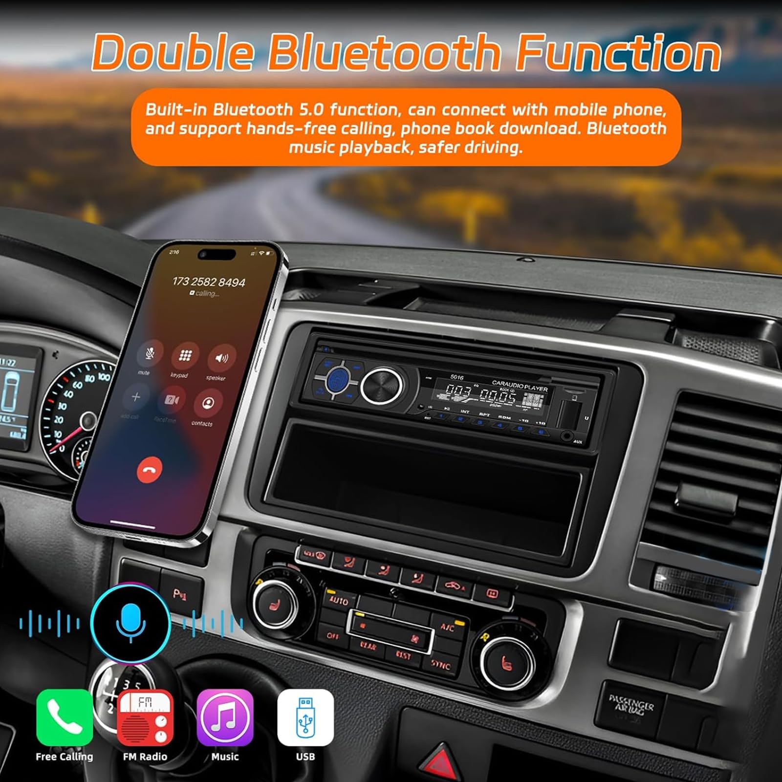 1Din Autoradio CD Player - Radio Mit Cd Player mit Bluetooth Freisprechfunktion - Audio Empfänger mit AM/FM Radio - DVD/USB/SD Karten/AUX Anschluss + Fernbedienung