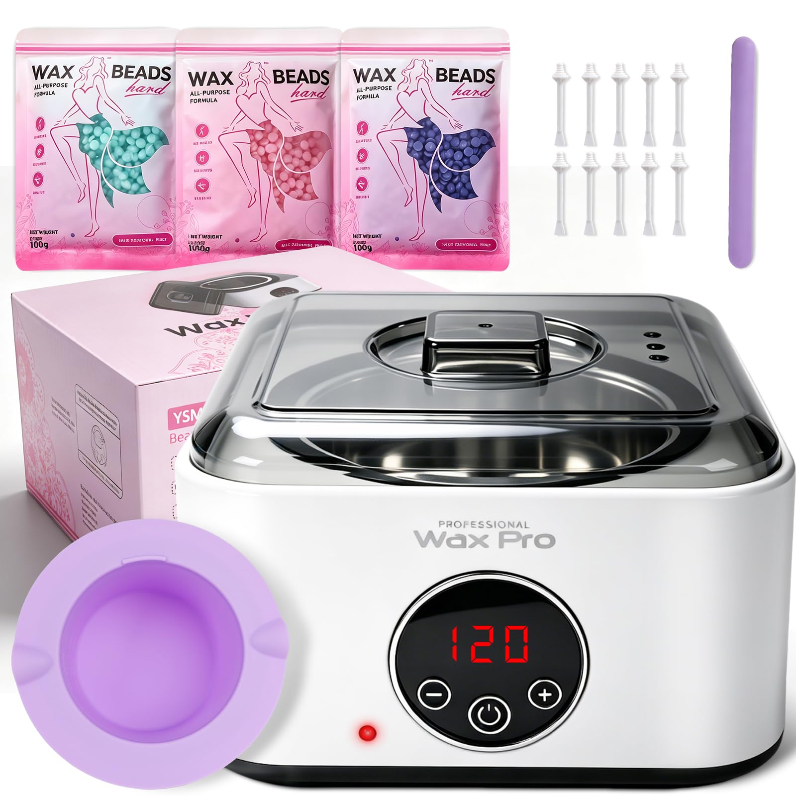 Cera Brasiliana Kit Completo, iKlestar Scaldacera Elettrico Professionale con Schermo Touch Digitale, Scalda Cera per Ceretta con 3 Sacchetti di Cera, per Uomo e Donna, Bikini, Ascelle, Gambe e Naso