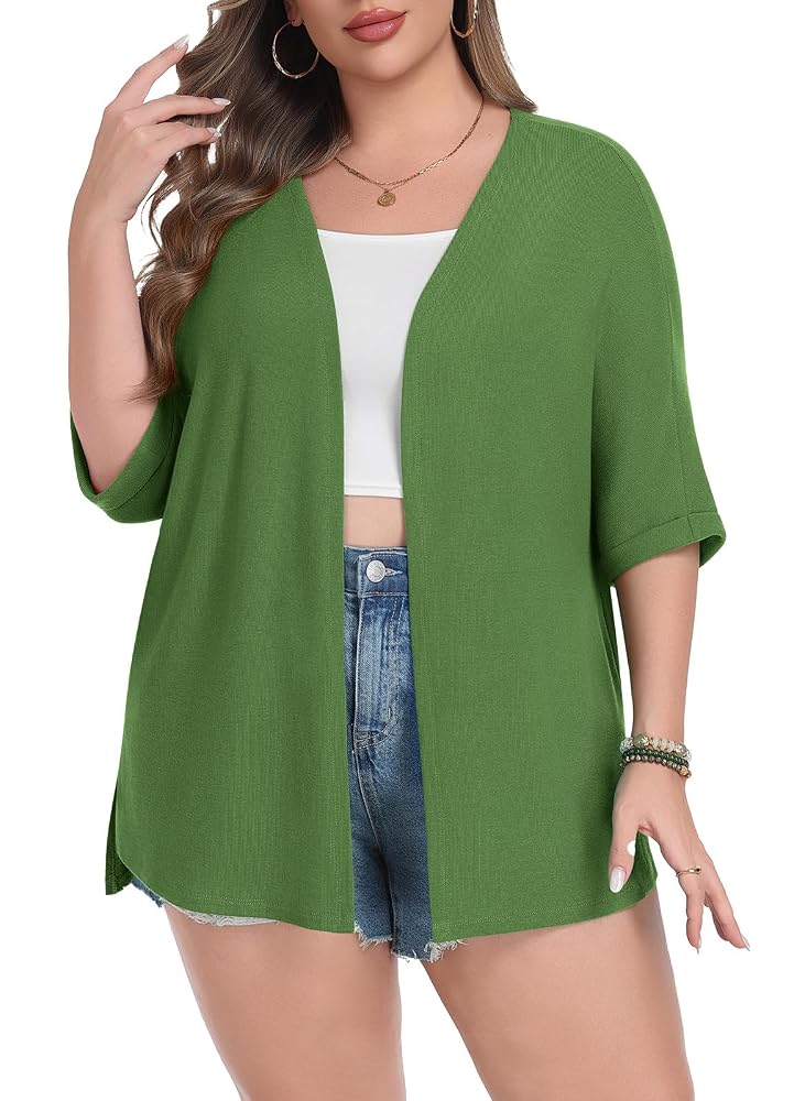 Lastshe Womens Plus Size Cardigan Short Cover Ups Open Sweaters