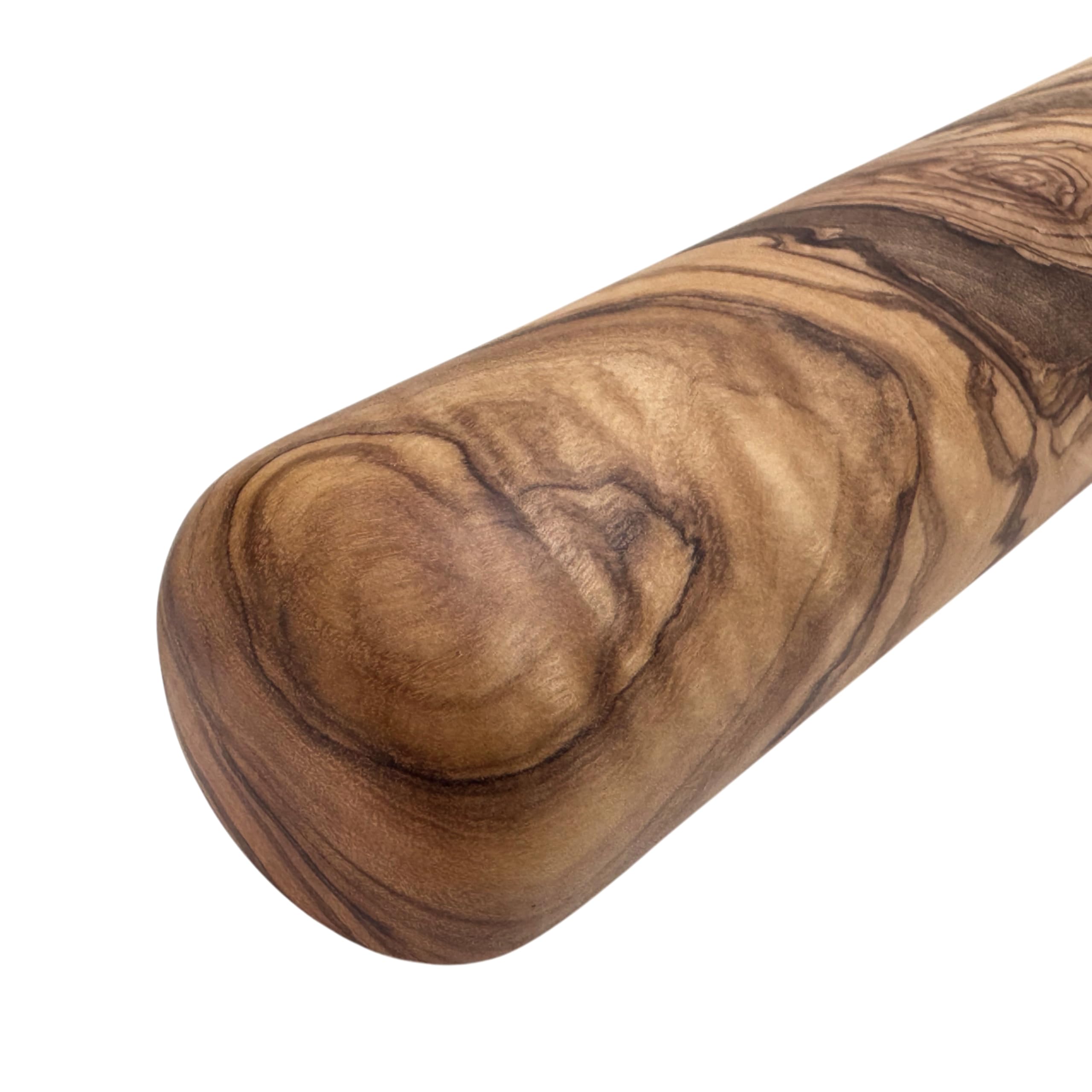 Nudelholz aus Olivenholz „Harmonie“ Ø 4 cm – Teigroller mit abgerundeten Enden, Holz Teigrolle für Backen, Pasta & Pizza (Länge: 45 cm)
