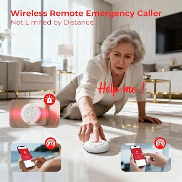 Caregiver Pager Elderly Alert Call Button Life Alert Systems for Seniors no Monthly Fee for Elderly/Patient/Disabled at Home/Hospital/Clinic