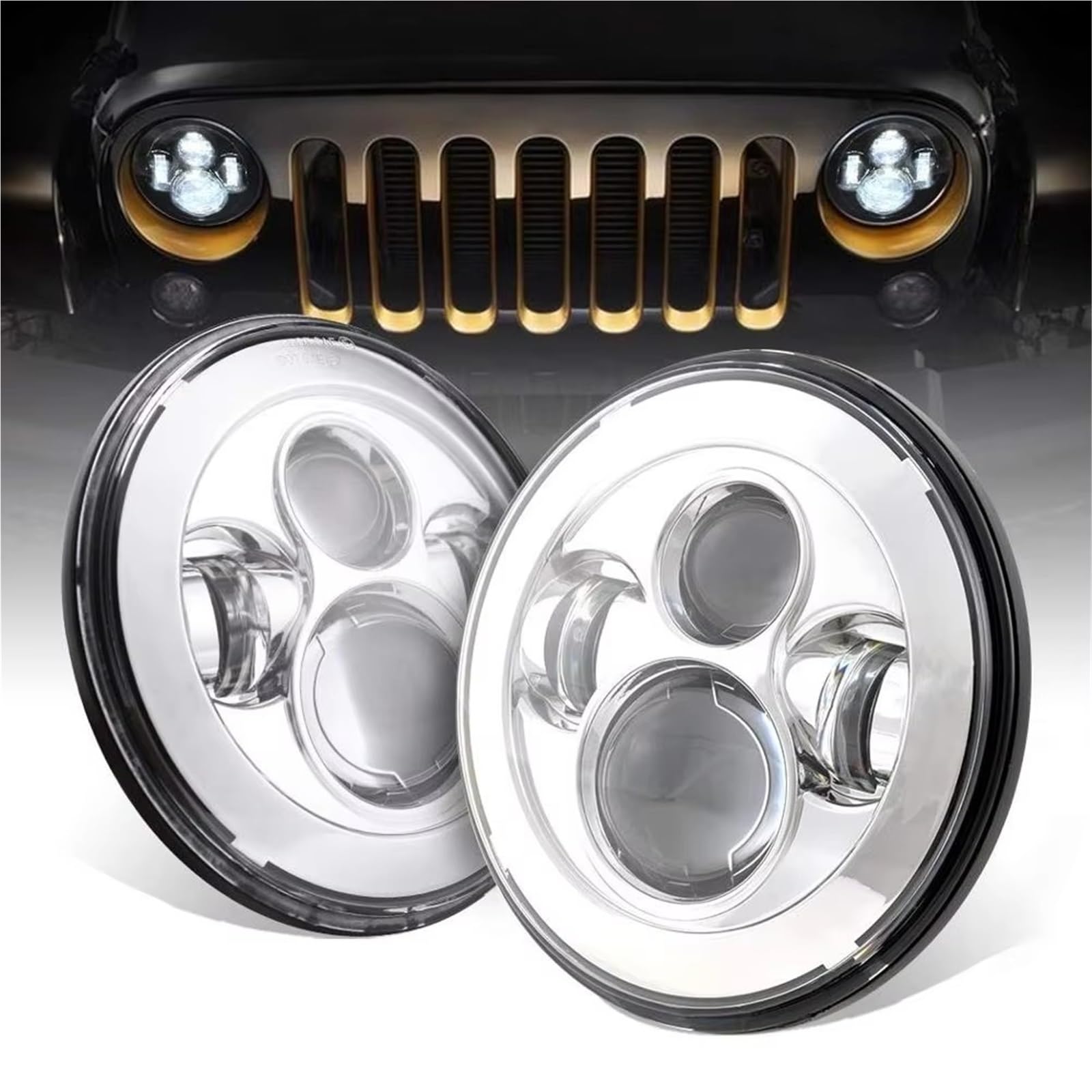 Fanali Luci Per Lada 4x4 Per Urban Per Niva 7 ''LED DRL Faro 45w Pollici Rotondo Halo Fari Proiettore Con/senza Segnale Di Svolta Color Ambra