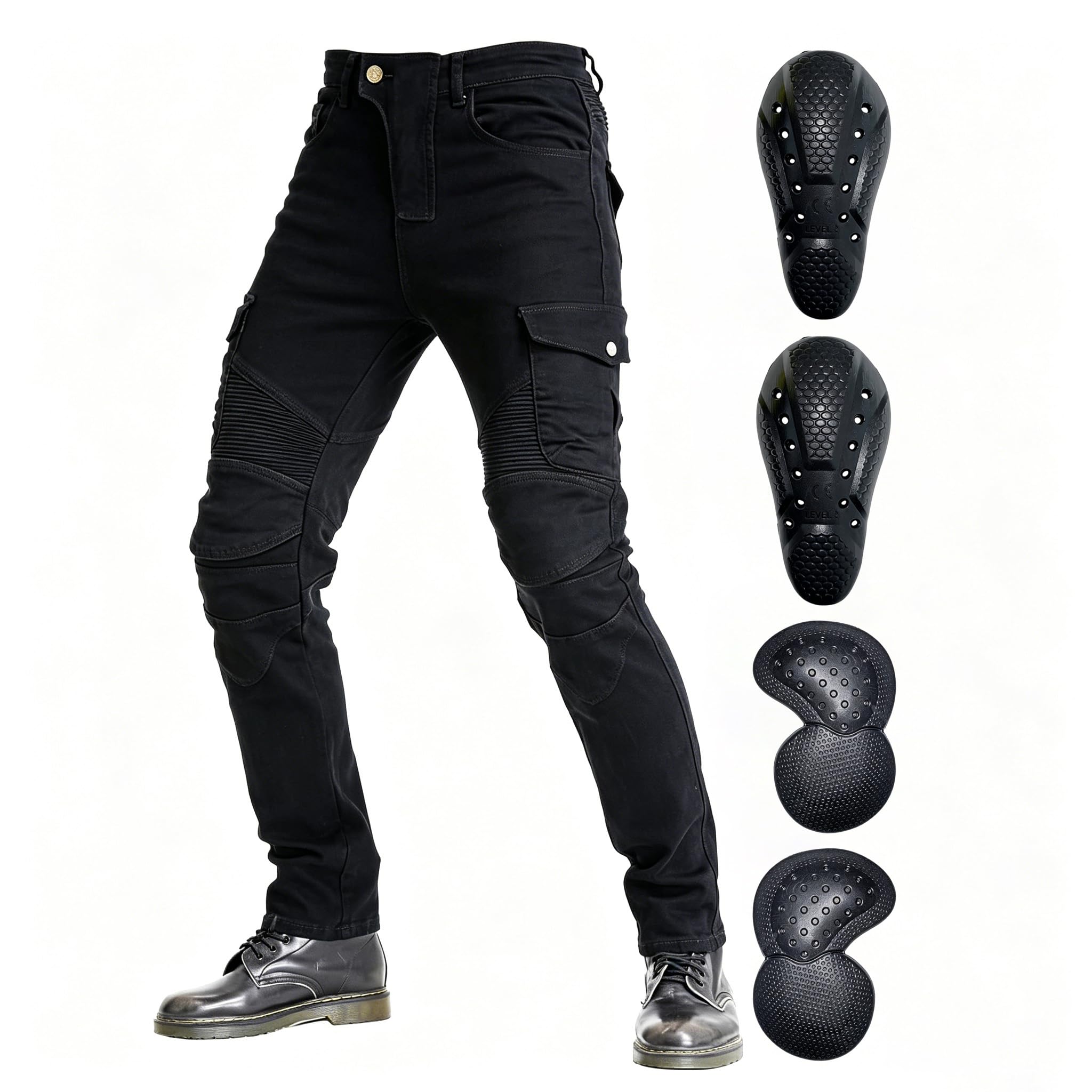 Photo 1 of VNFOX Motorcycle Pants, Versatile Motorcycle Jeans, Durable Motorcycle Trousers for Men & Women Riding Pants with Kenn & Hip Armor Pads (Black, S=28)