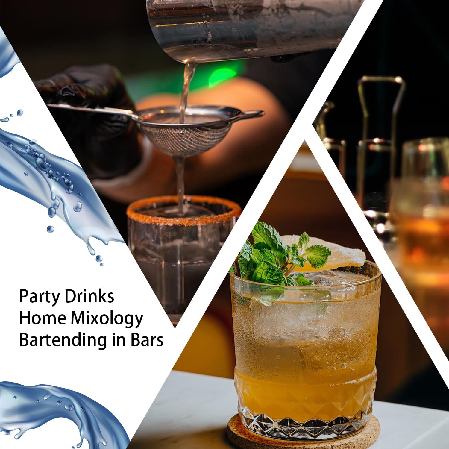 6 PCS Bar Tool Set Stainless Steel Cocktail Shaker Kit With Muddler, Double Jigger, Mixing Spoon, Strainer & Matte Round Stand Bartender Essentials Barware For Home Bar Party & Celebration