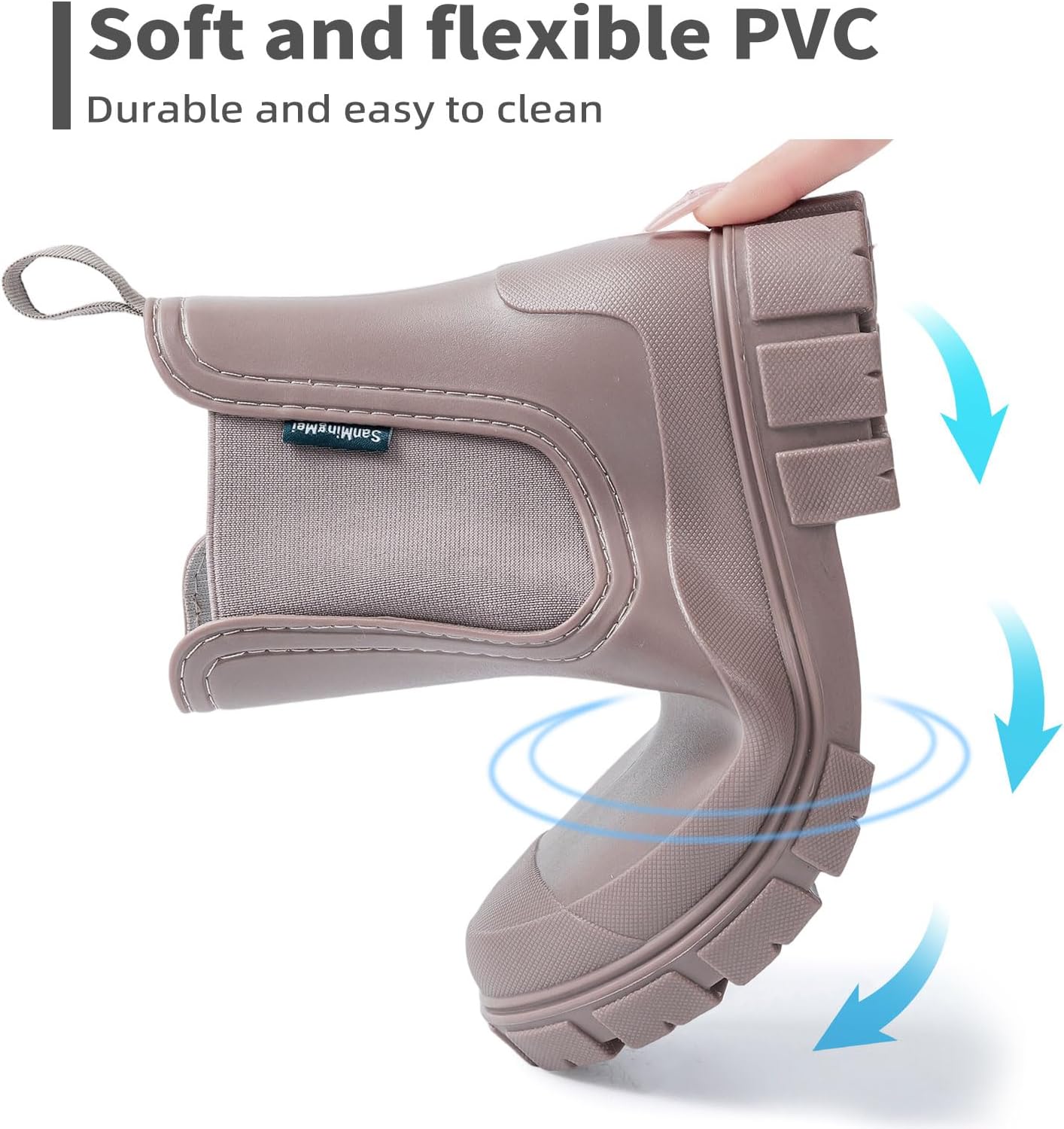 Drecage Womens Rain Boots Waterproof Rubber Garden Shoes Short Ankle Chelsea Boots Slip-Resistant - Image 5