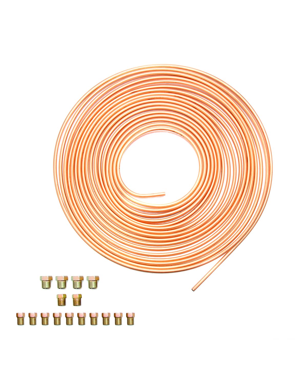 DROMEDARY Tubo freno per auto, in rame, 10 m, diametro 3/16" (4,75 mm), con 16 dadi, kit freno generale per auto