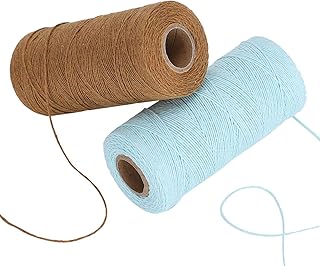 2 Rolls Loom Warp Thread, 8/4 Weaving Thread Blue Brown Cotton Yarn Knitting Thread for Knitting Weaving Tapestry Carpet Rug Blankets